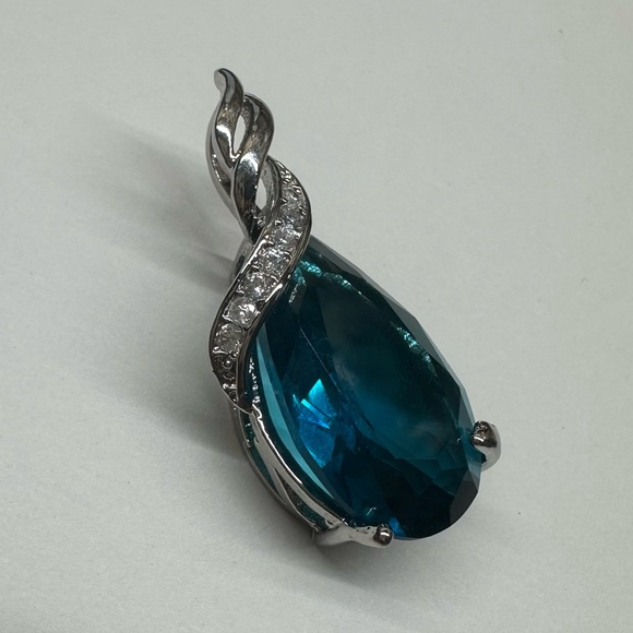 Jewelry - Elegant S 925 Sterling Silver and Blue Topaz Teardrop Pendant